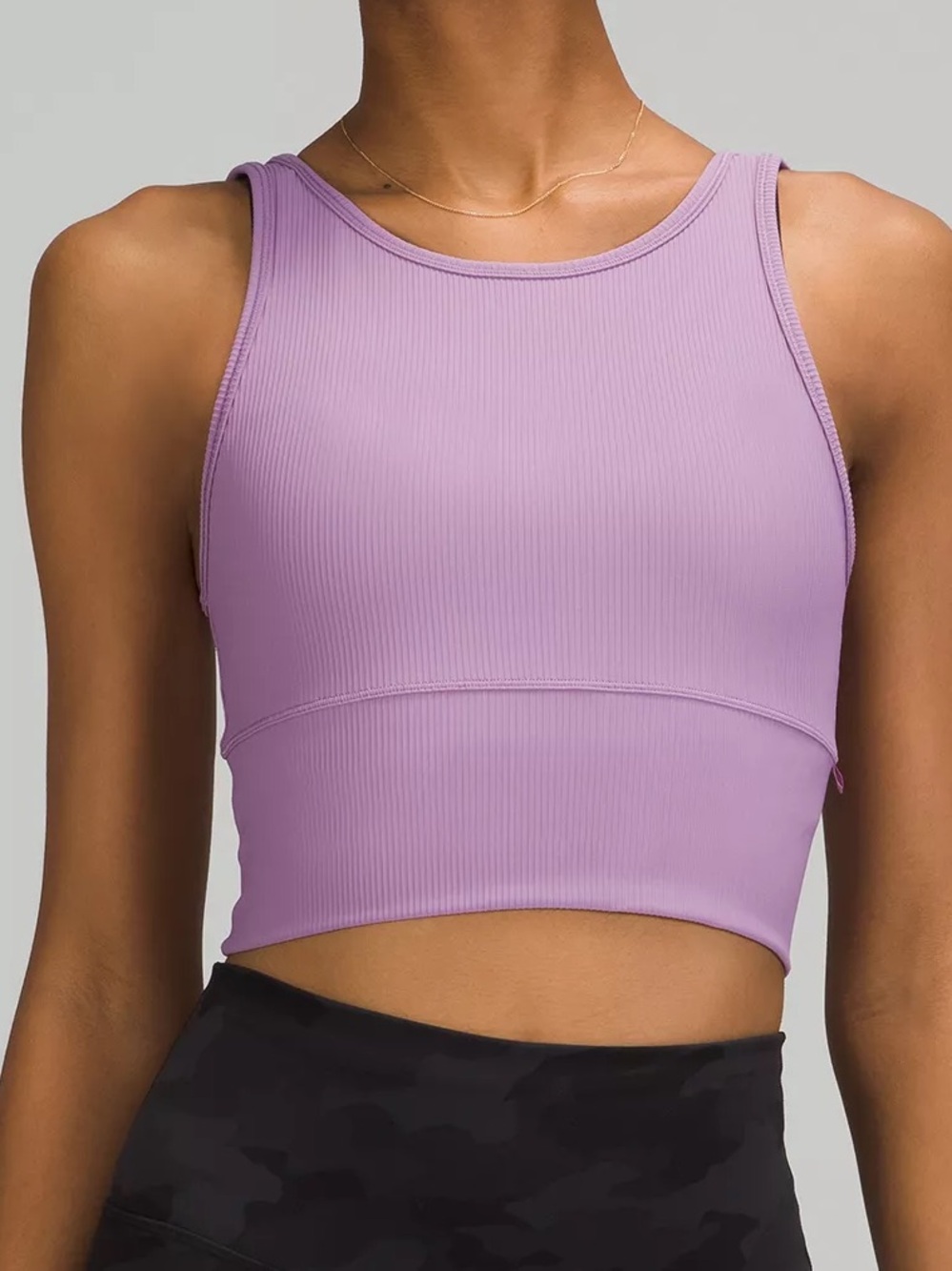 lululemon athletica Power Pivot Tank Top Ribbed Sports Bra Wisteria Purple S